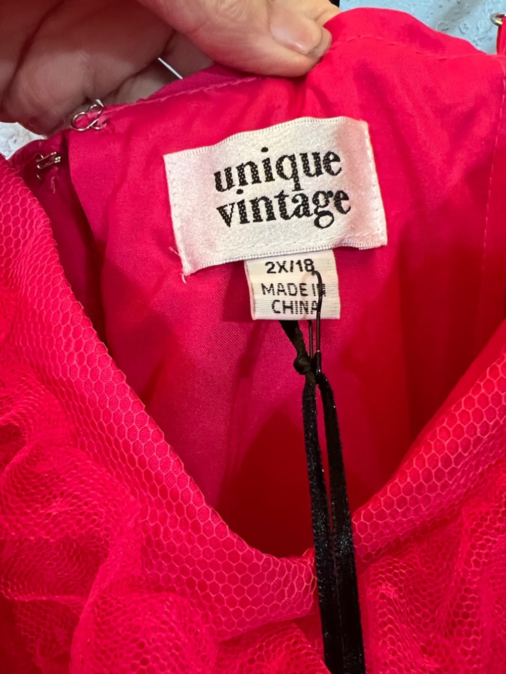 Plus Size Unique Vintage Bright Pink Tulle Ruffle Formal Dress - Picture 3 of 5